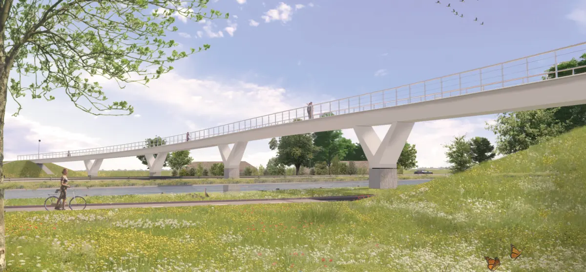 Composiet brug in een groene omgeving